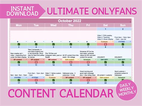 Ultimate OnlyFans Content Calendar